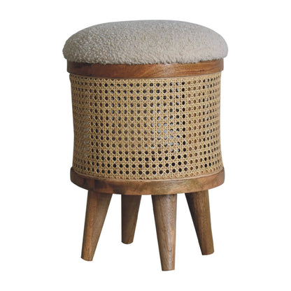 Cote Furniture | Boucle Larissa Rattan Footstool - Cream  Rattan,  IN3460