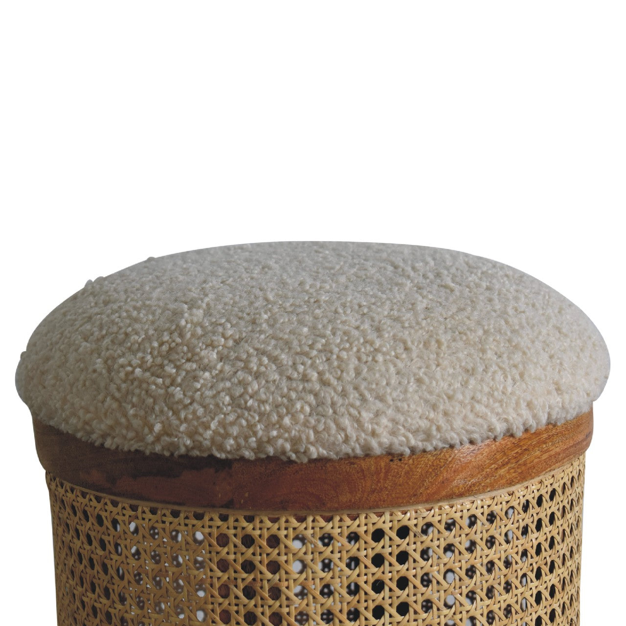 Cote Furniture | Boucle Larissa Rattan Footstool - Cream  Rattan,  IN3460