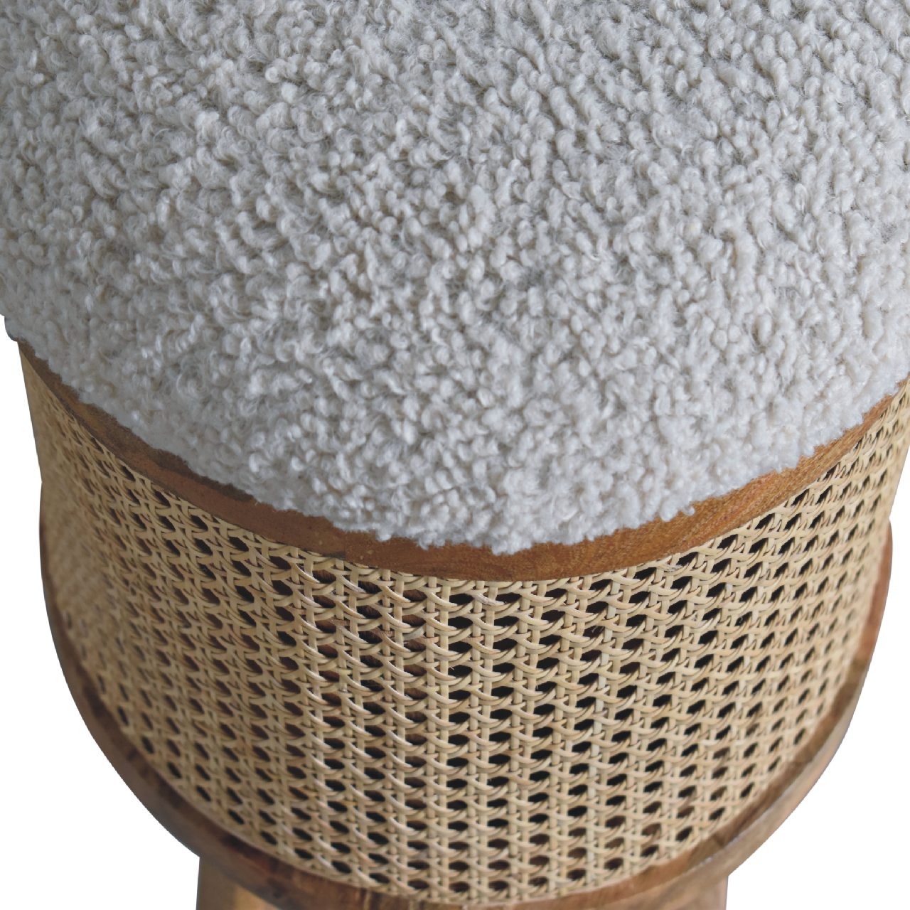 Cote Furniture | Boucle Larissa Rattan Footstool - Cream  Rattan,  IN3460