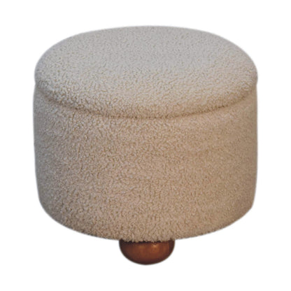 Cote Furniture | Boucle Storage Footstool - Cream  Footstools IN3476