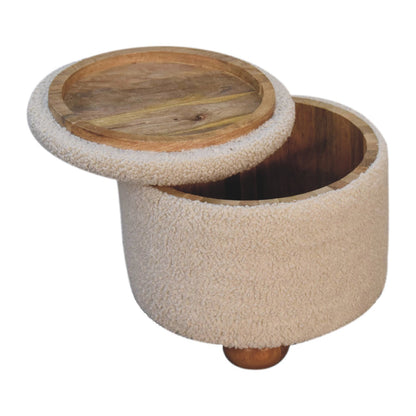 Cote Furniture | Boucle Storage Footstool - Cream  Footstools IN3476