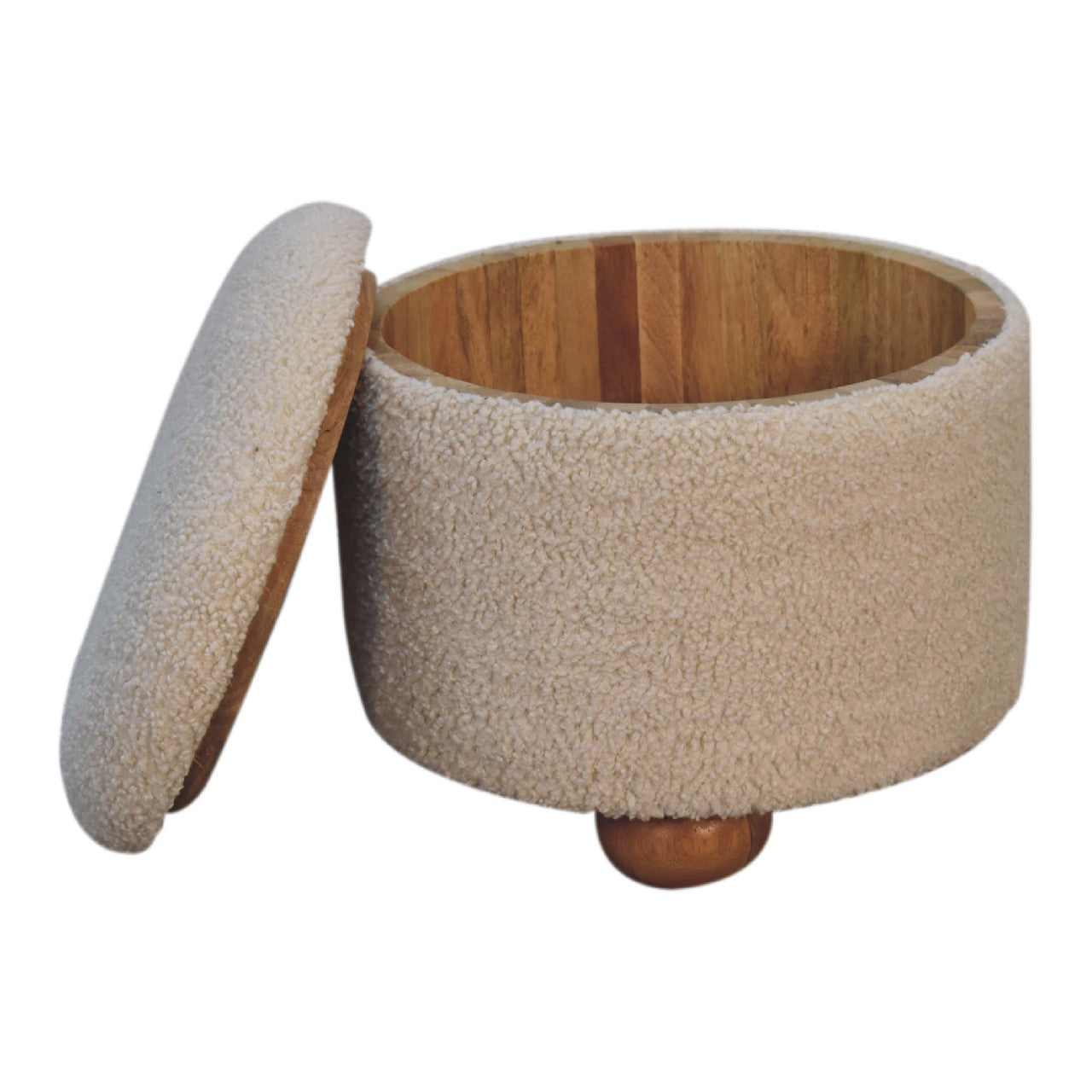 Cote Furniture | Boucle Storage Footstool - Cream  Footstools IN3476