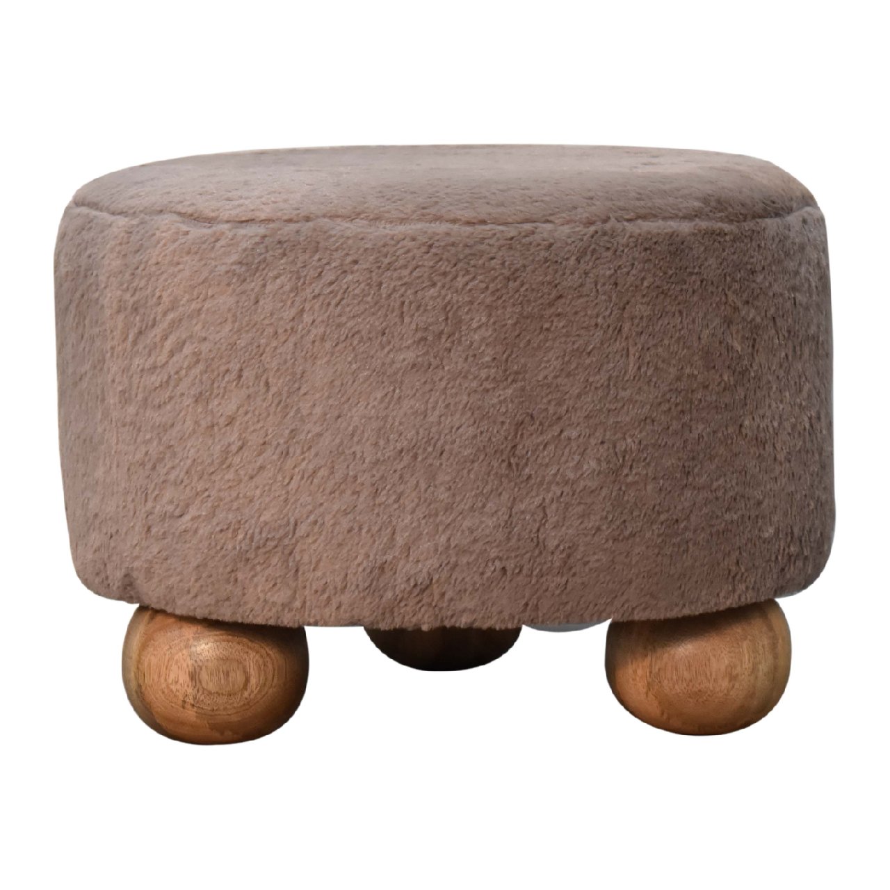 Cote Furniture | Faux Fur Round Ball Footstool - Mocha  Mocha, Footstools IN3477