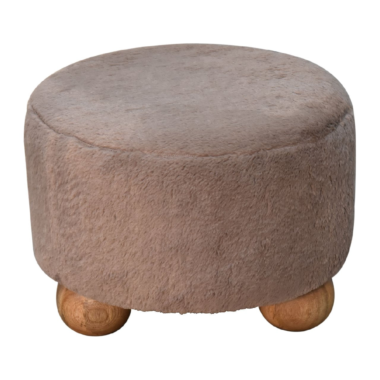 Cote Furniture | Faux Fur Round Ball Footstool - Mocha  Mocha, Footstools IN3477