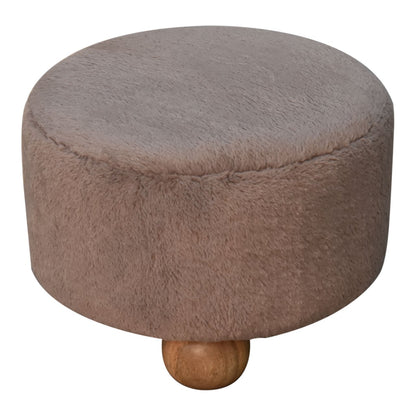 Cote Furniture | Faux Fur Round Ball Footstool - Mocha  Mocha, Footstools IN3477