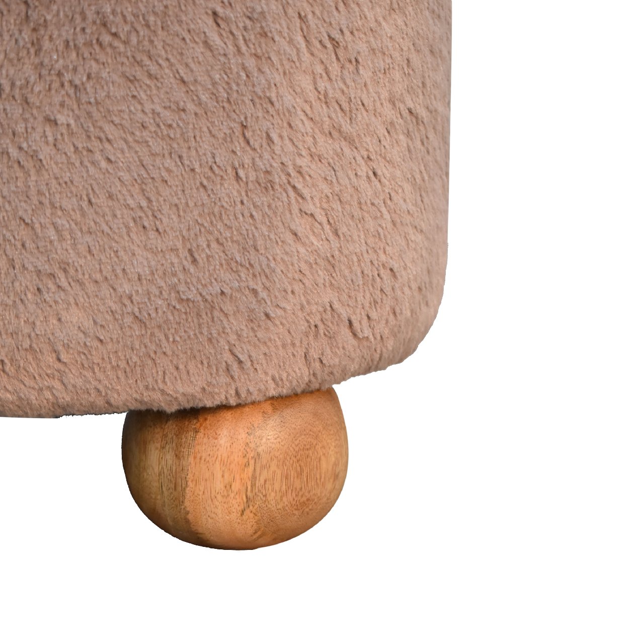 Cote Furniture | Faux Fur Round Ball Footstool - Mocha  Mocha, Footstools IN3477