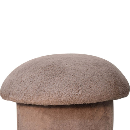 Cote Furniture | Faux Fur Mushroom Footstool - Mocha  Footstools IN3481