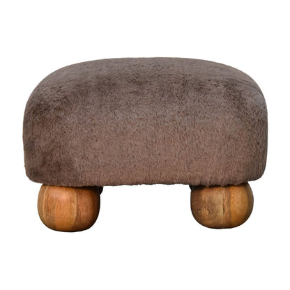 Cote Furniture | Faux Fur Square Footstool - Mocha  Mocha, Footstools IN3483