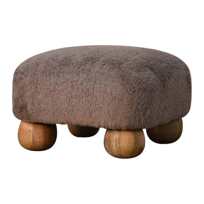 Cote Furniture | Faux Fur Square Footstool - Mocha  Mocha, Footstools IN3483