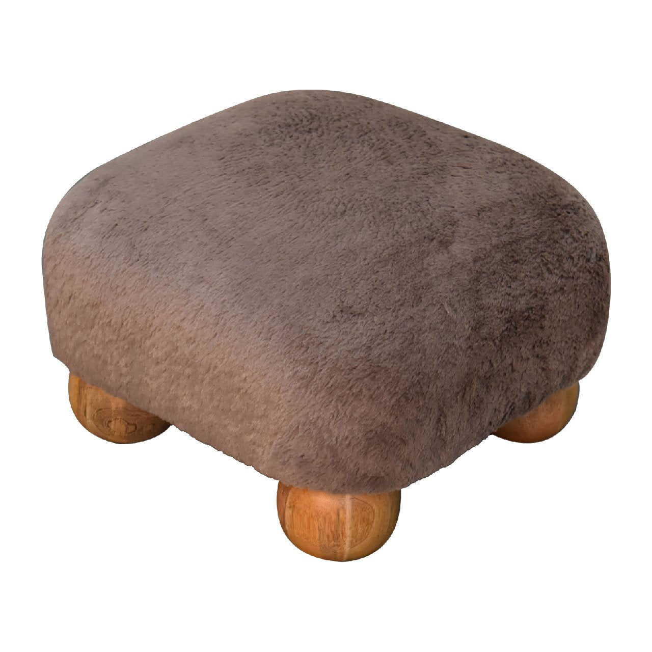 Cote Furniture | Faux Fur Square Footstool - Mocha  Mocha, Footstools IN3483