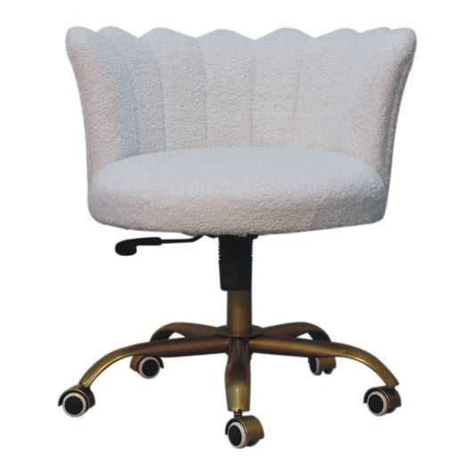 Cote Furniture | Boucle Swivel Chair - White  Office Chairs IN3485