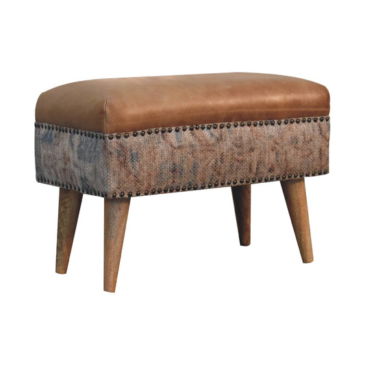 Cote Furniture | Haven Footstool - Durrie & Leather Footstools IN3494