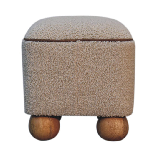 Cote Furniture | Serenity Footstool with Ball Feet - Boucle Serenity, Footstools IN3500