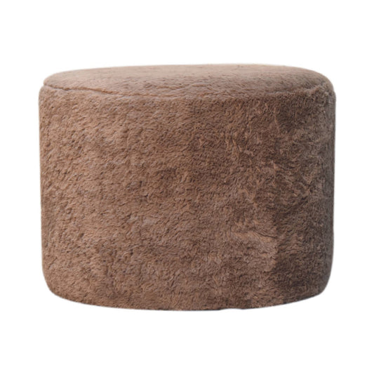 Cote Furniture | Faux Fur Round Footstool - Mocha  Mocha, Footstools IN3528