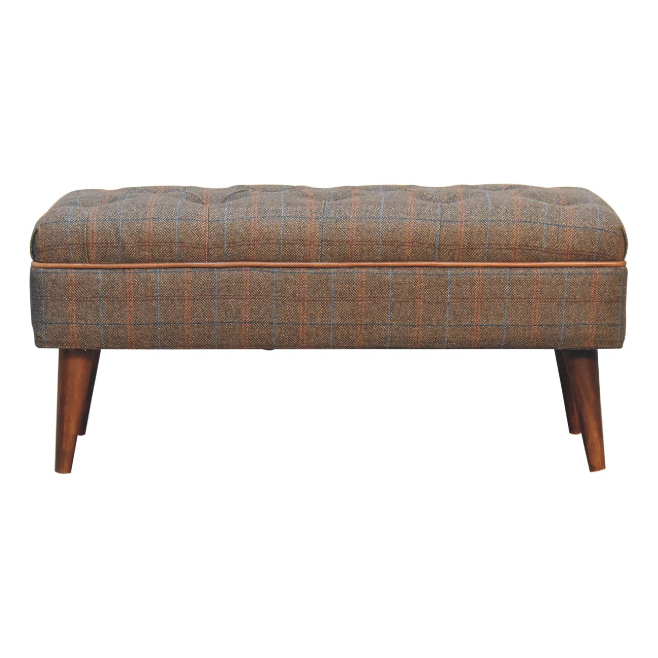 Cote Furniture | Tweed Bench With Leather Piping Hallway Seating & Storage, Accent Chairs & Armchairs IN3558