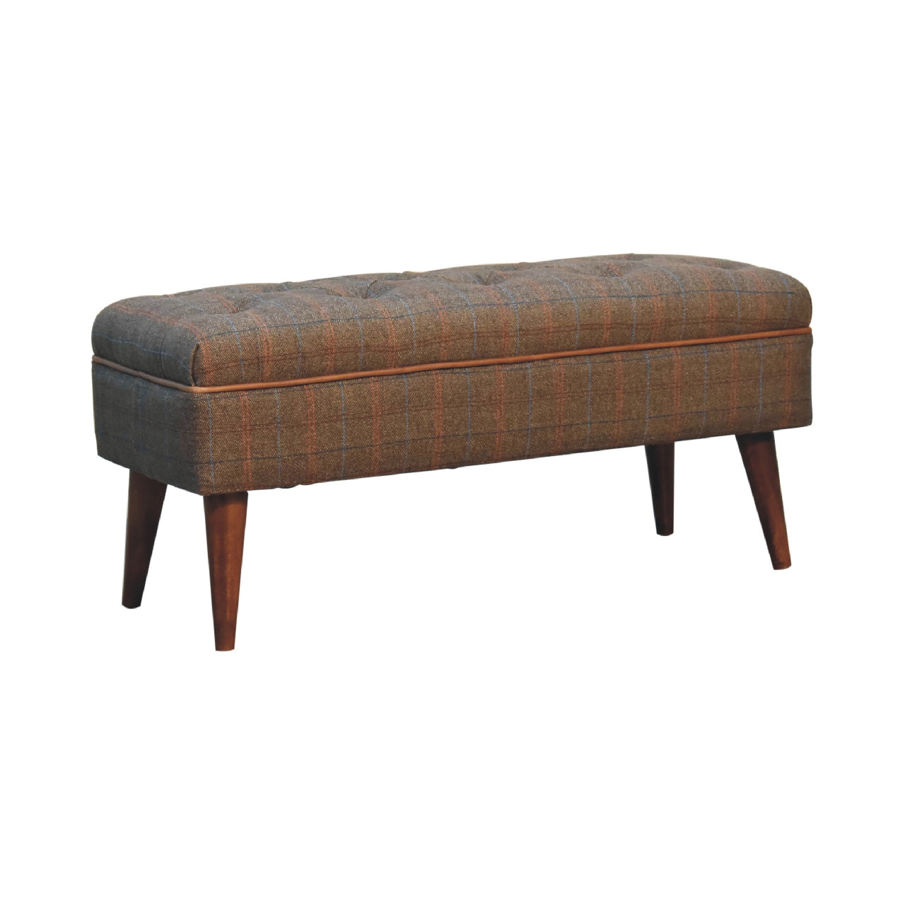 Cote Furniture | Tweed Bench With Leather Piping Hallway Seating & Storage, Accent Chairs & Armchairs IN3558