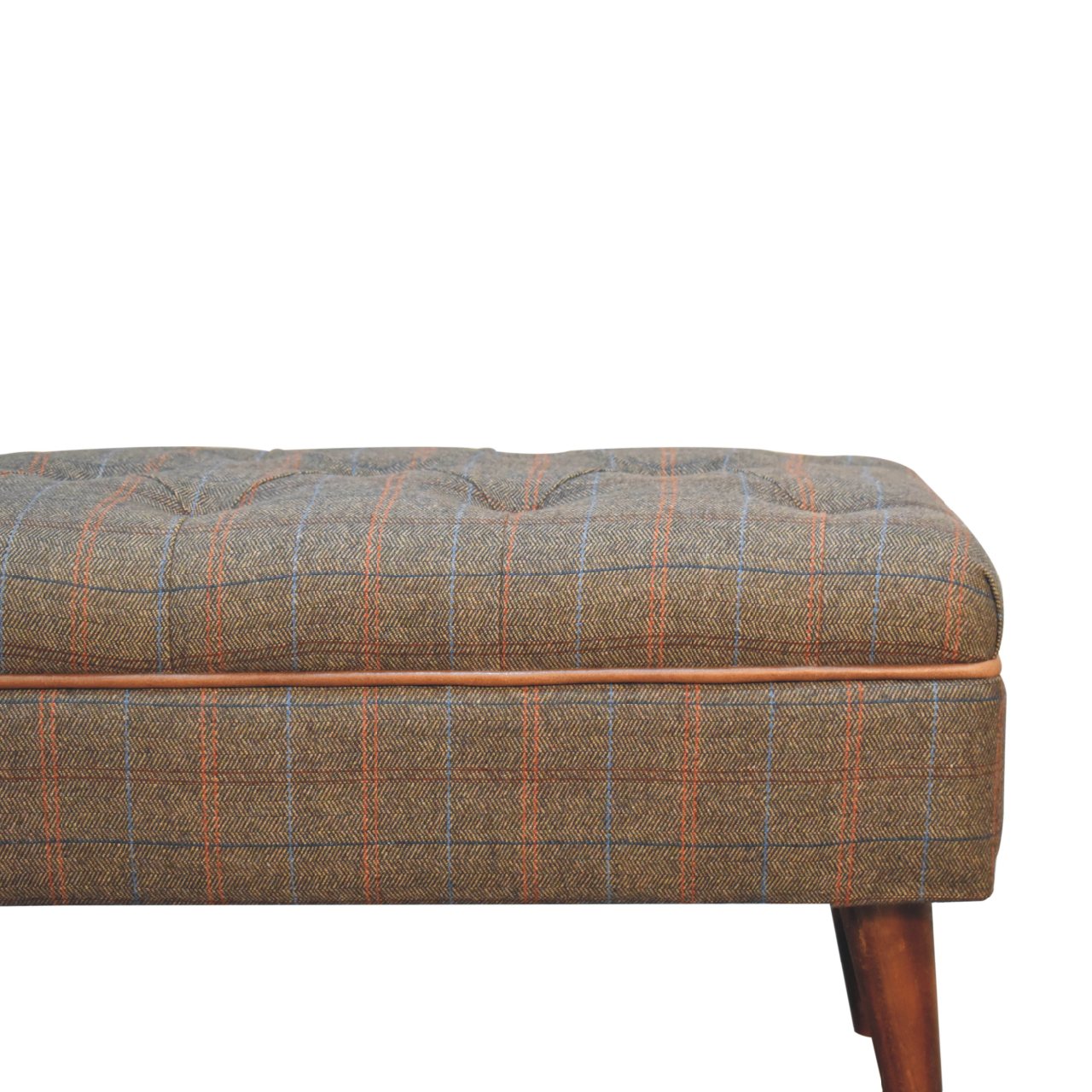 Cote Furniture | Tweed Bench With Leather Piping Hallway Seating & Storage, Accent Chairs & Armchairs IN3558