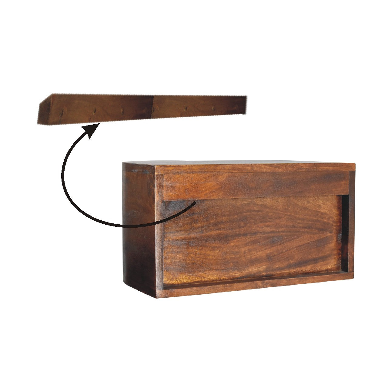 Cote Furniture | Lunar Floating Bedside Table 2 Drawer (Wall Mounted) - Chestnut  Lunar, Bedside Tables IN3594