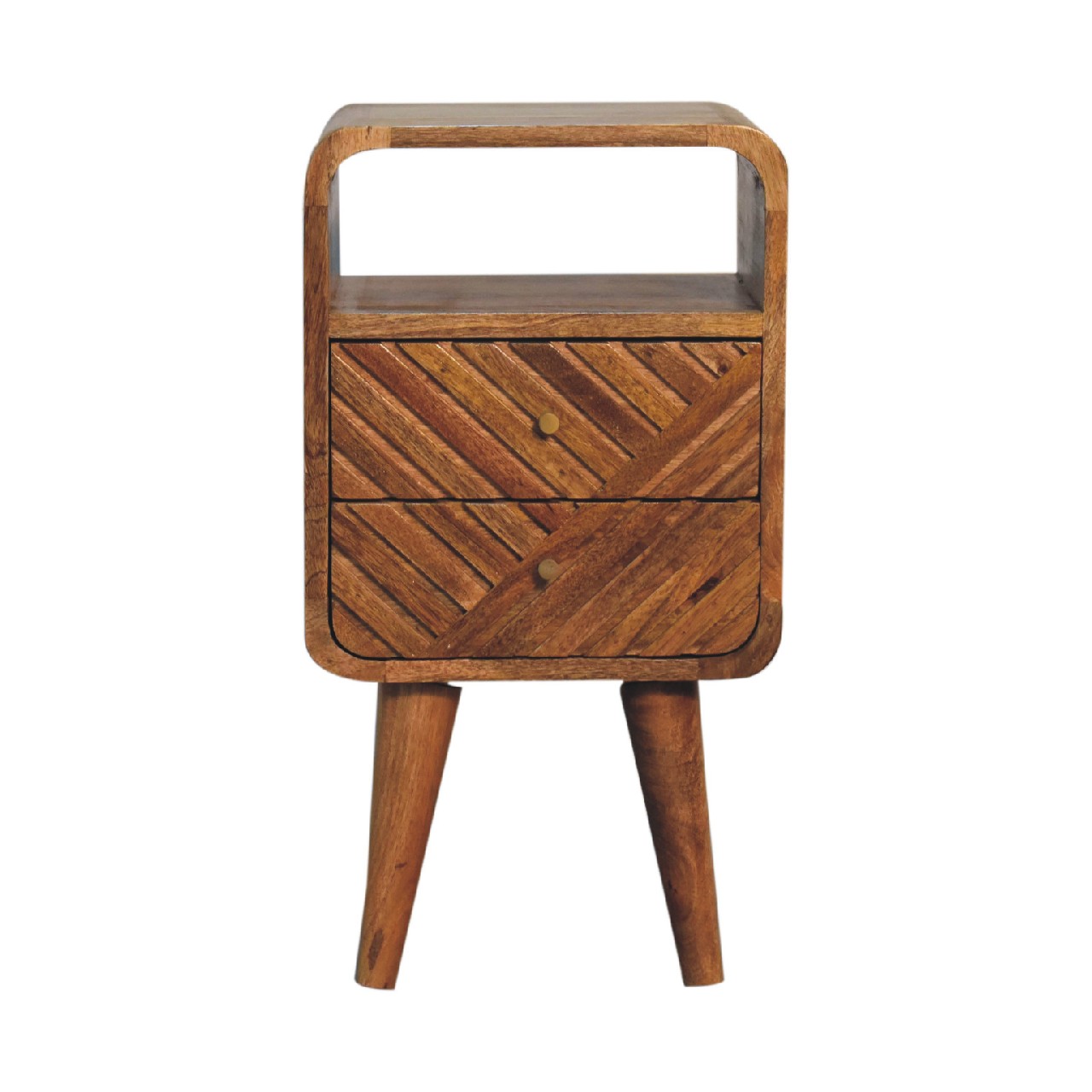 Cote Furniture | Small Lille Curved Bedside Table - Oak Compact, Bedside Tables IN3614