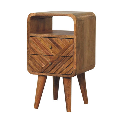 Cote Furniture | Small Lille Curved Bedside Table - Oak Compact, Bedside Tables IN3614