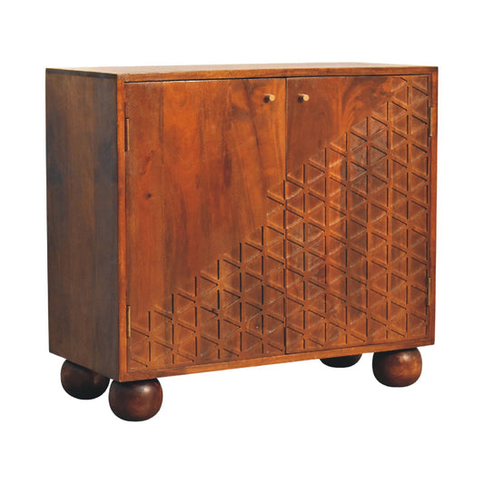 Cote Furniture | Carved Dice Cabinet - Chestnut  Cupboards IN3616