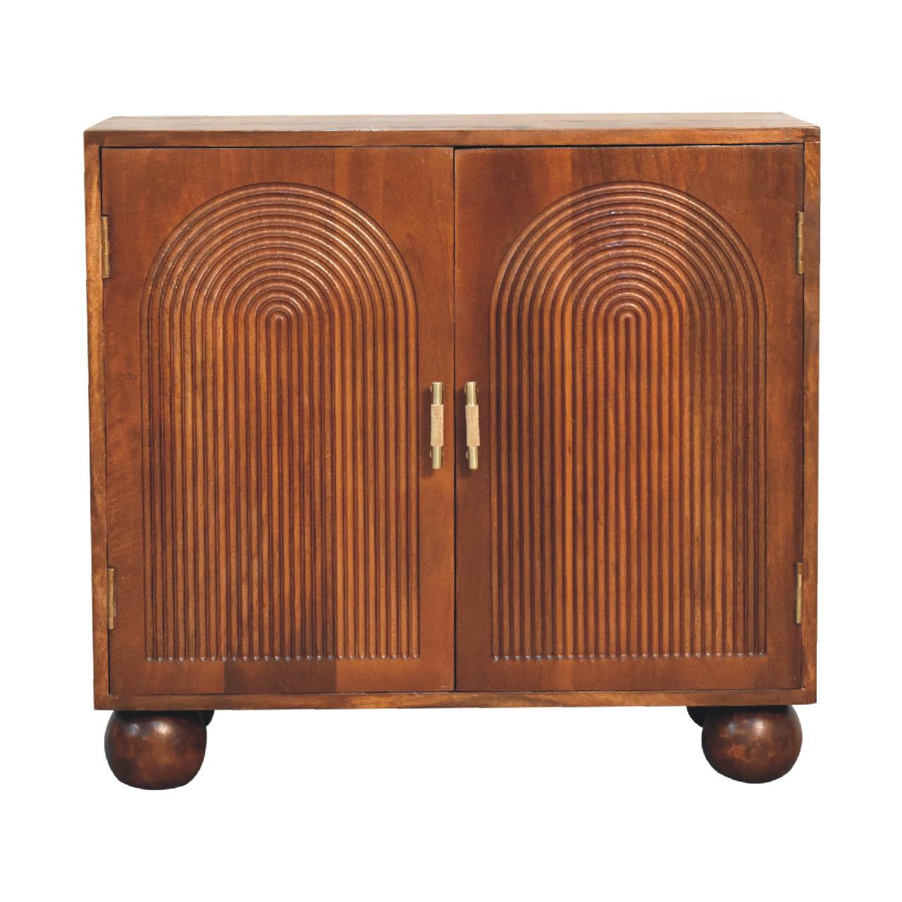 Cote Furniture | Carved Ball Cabinet - Chestnut  Cupboards IN3617