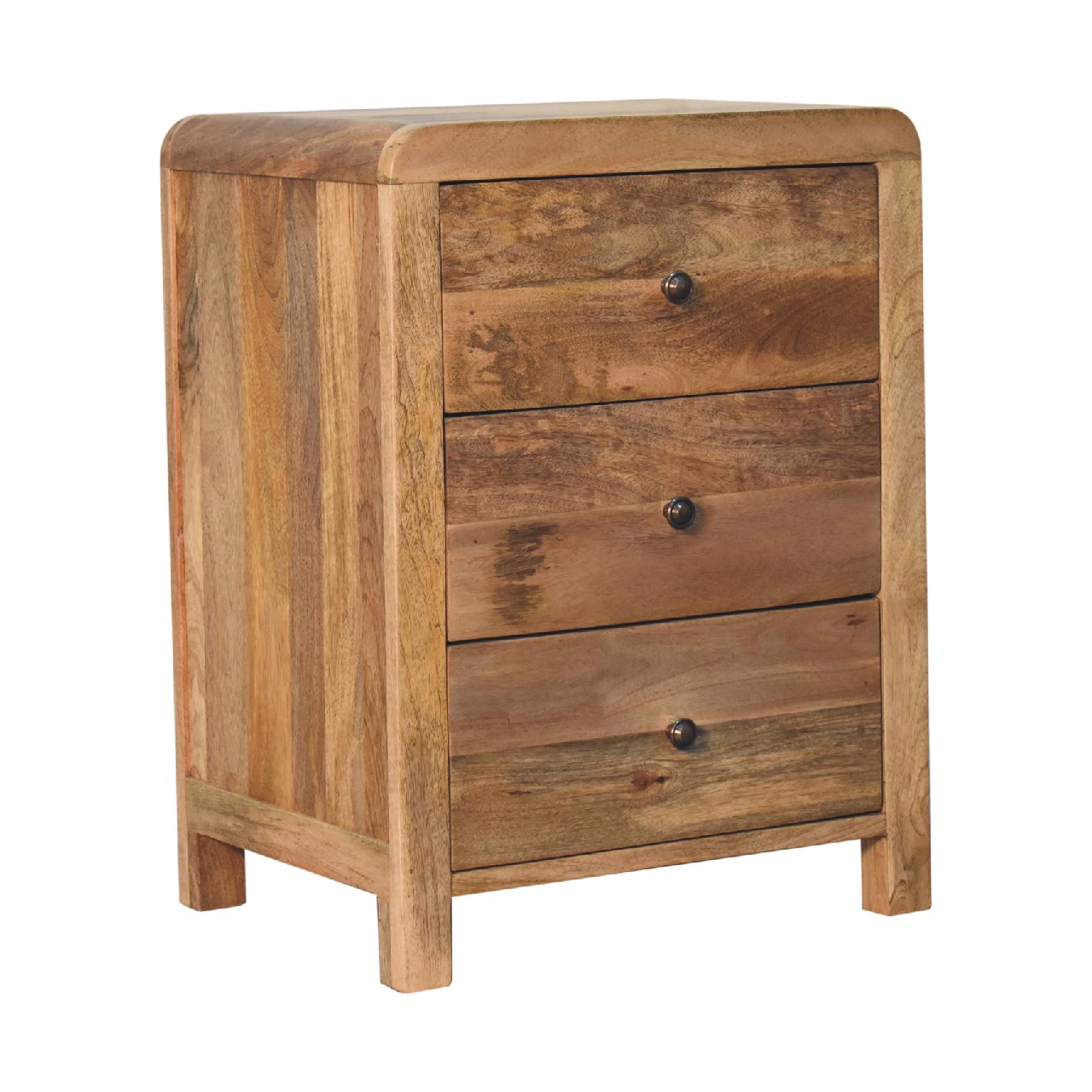 Cote Furniture | Aspen Bedside Table 3 Drawer - Oak Aspen, Bedside Tables IN3620