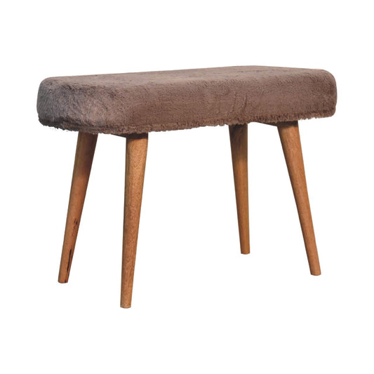 Cote Furniture | Faux Fur Fabric Bench - Mocha  Hallway Seating & Storage, Accent Chairs & Armchairs IN3637