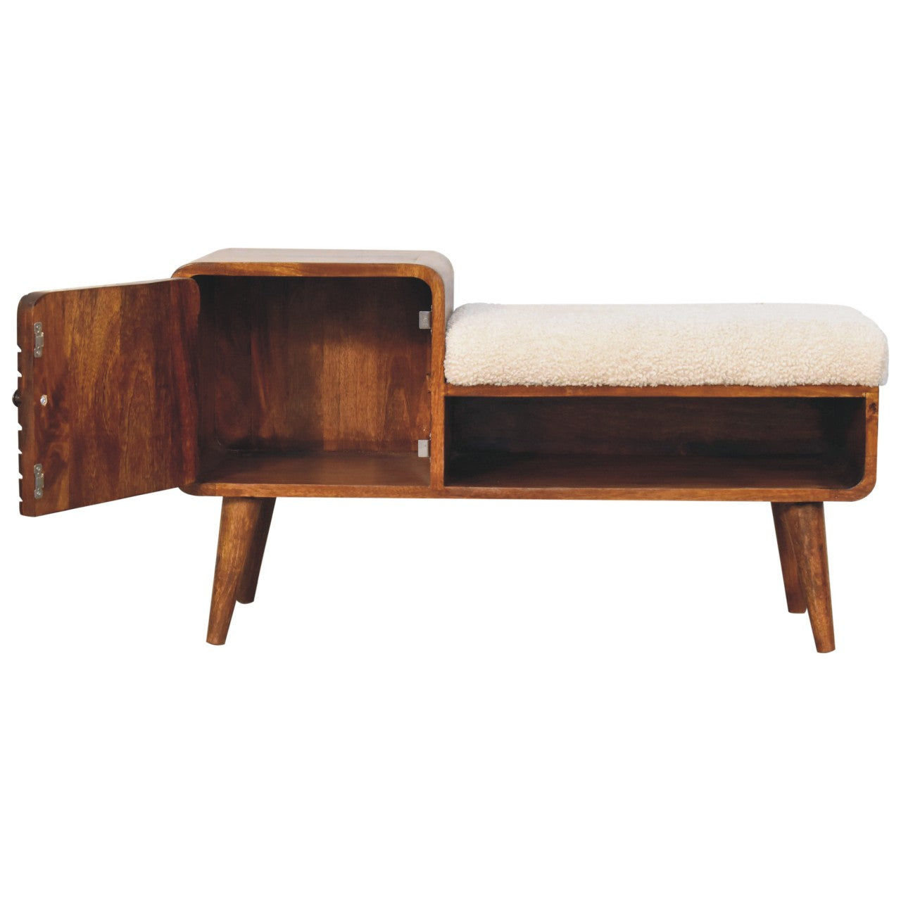 Cote Furniture | Boucle Carved Telephone Table & Bench - Chestnut Hallway Seating & Storage, Sofas & Seating IN3678