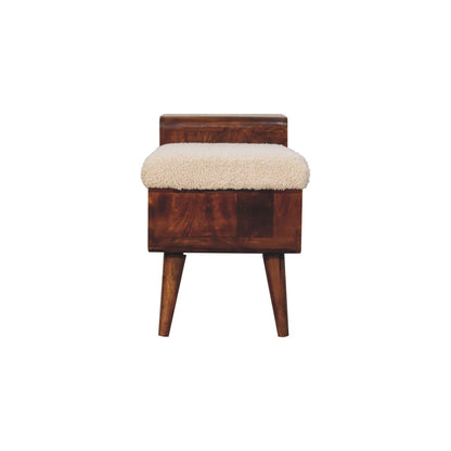 Cote Furniture | Boucle Carved Telephone Table & Bench - Chestnut Hallway Seating & Storage, Sofas & Seating IN3678