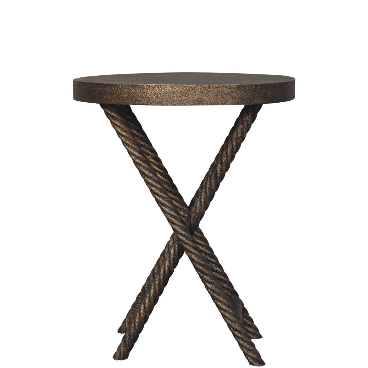 Cote Furniture | Rope Style Side Table - Antique brass Hallway Seating & Storage, Side Tables IN3685