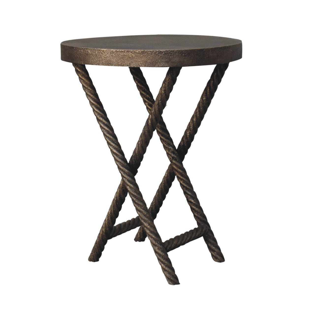 Cote Furniture | Rope Style Side Table - Antique brass Hallway Seating & Storage, Side Tables IN3685