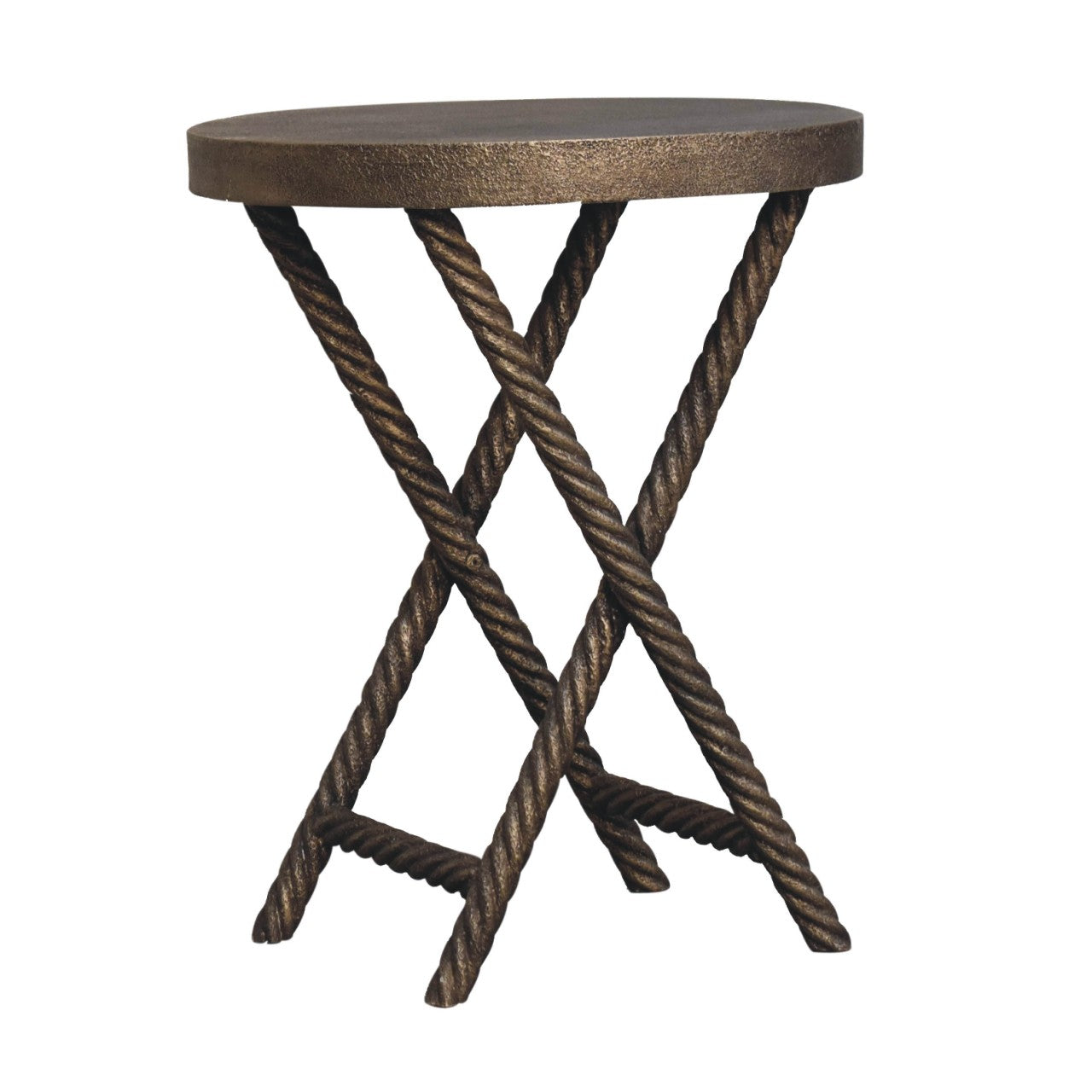 Cote Furniture | Rope Style Side Table - Antique brass Hallway Seating & Storage, Side Tables IN3685