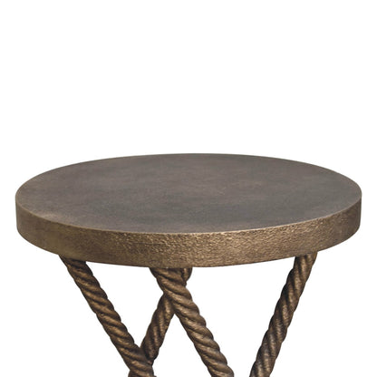 Cote Furniture | Rope Style Side Table - Antique brass Hallway Seating & Storage, Side Tables IN3685