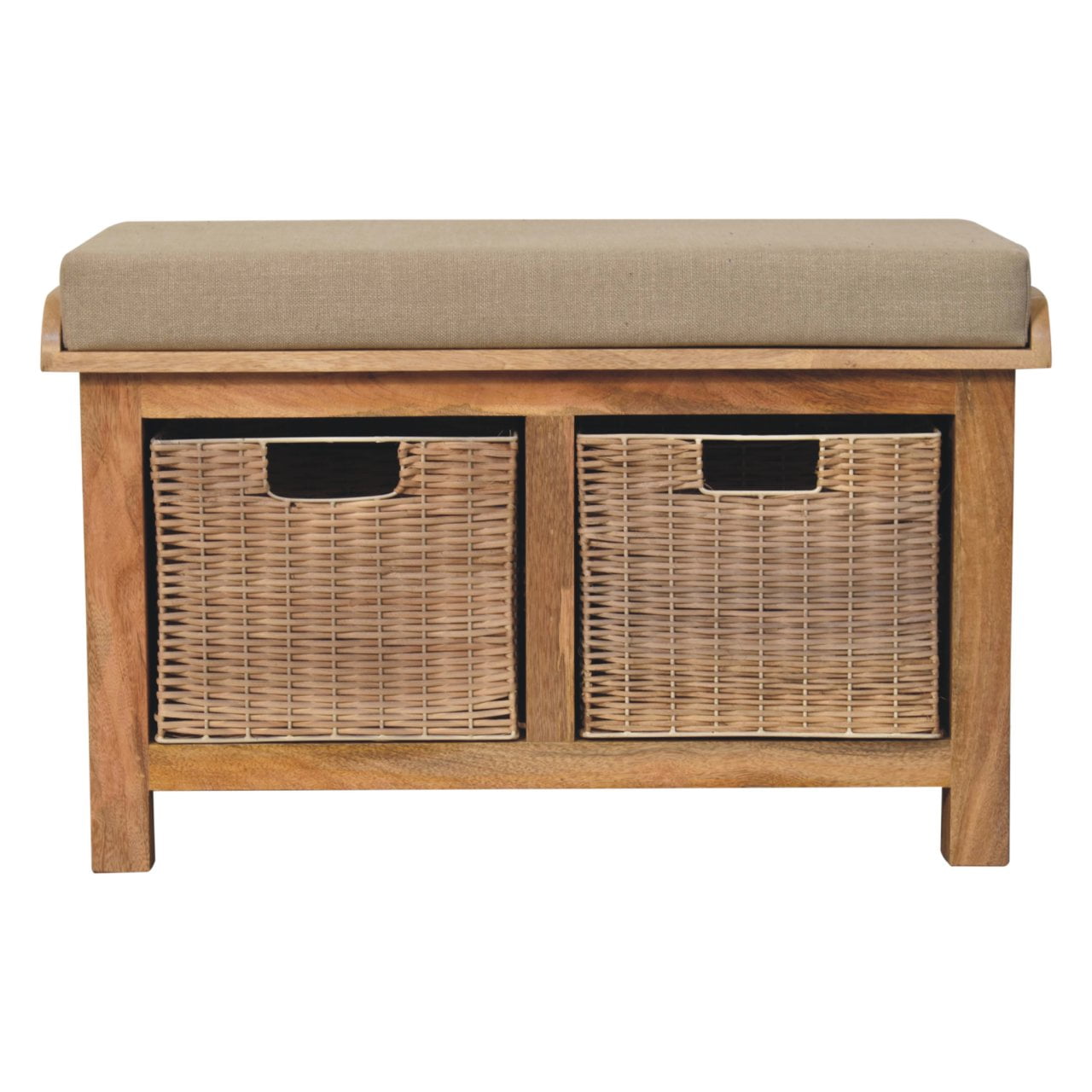 Cote Furniture | Rattan Basket Bench - Oak  Rattan,  IN3723