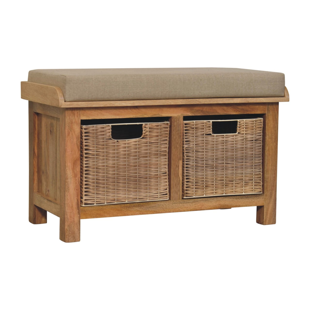 Cote Furniture | Rattan Basket Bench - Oak  Rattan,  IN3723