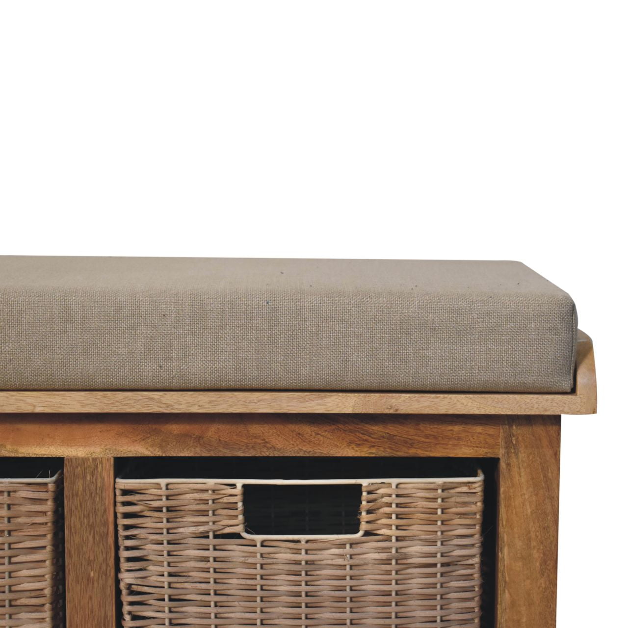 Cote Furniture | Rattan Basket Bench - Oak  Rattan,  IN3723