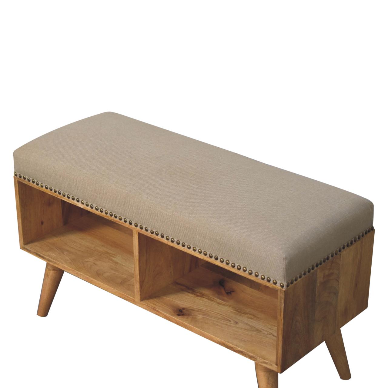 Cote Furniture | Studded Open Bench - Linen  Hallway Seating & Storage, Accent Chairs & Armchairs IN3733