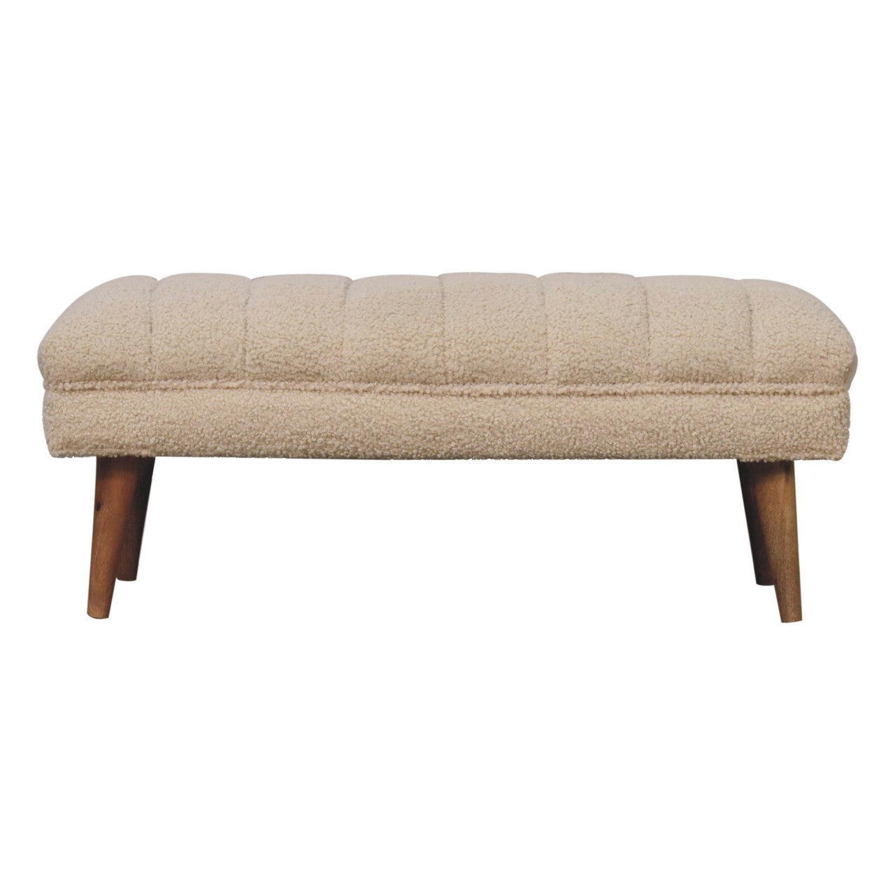 Cote Furniture | Boucle Puffer Bench - Cream  Hallway Seating & Storage, Accent Chairs & Armchairs IN3735