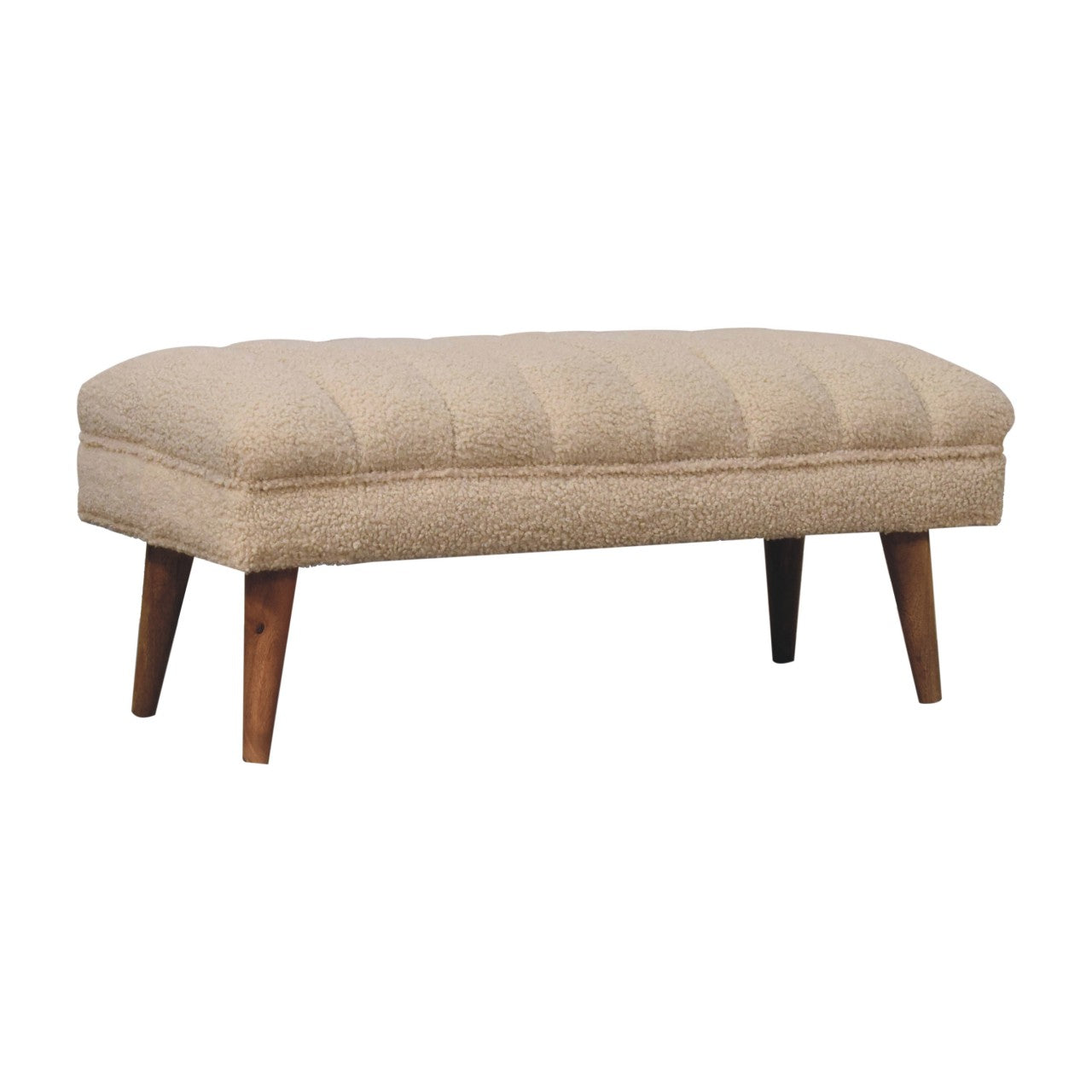 Cote Furniture | Boucle Puffer Bench - Cream  Hallway Seating & Storage, Accent Chairs & Armchairs IN3735