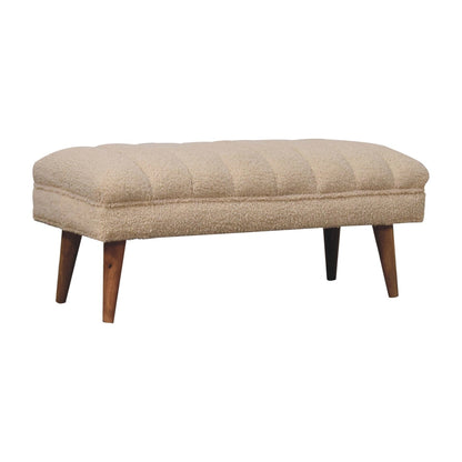 Cote Furniture | Boucle Puffer Bench - Cream  Hallway Seating & Storage, Accent Chairs & Armchairs IN3735