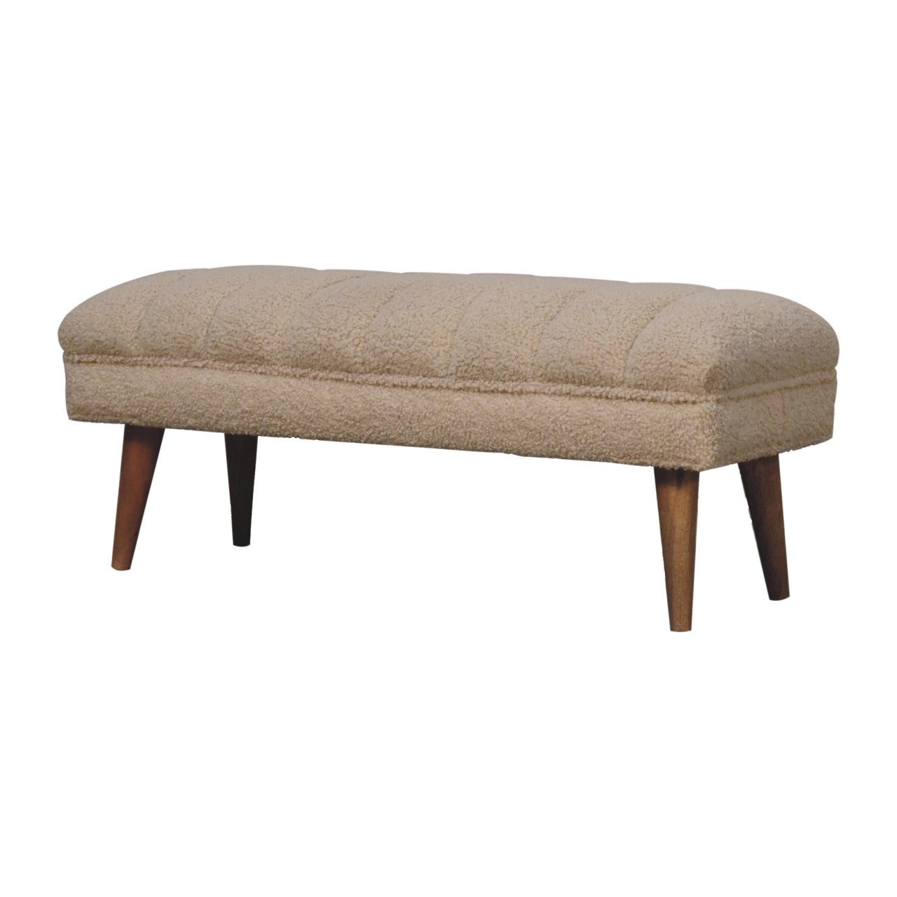 Cote Furniture | Boucle Puffer Bench - Cream  Hallway Seating & Storage, Accent Chairs & Armchairs IN3735