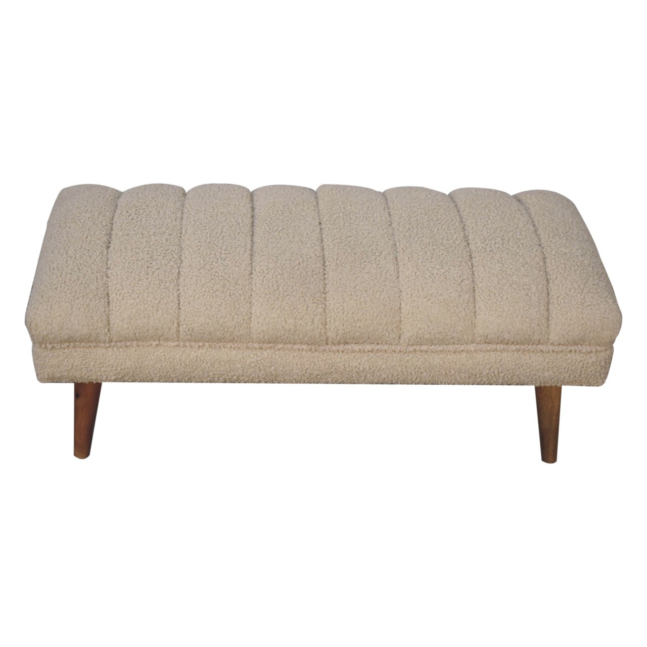 Cote Furniture | Boucle Puffer Bench - Cream  Hallway Seating & Storage, Accent Chairs & Armchairs IN3735