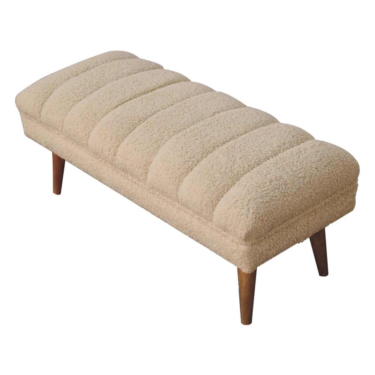 Cote Furniture | Boucle Puffer Bench - Cream  Hallway Seating & Storage, Accent Chairs & Armchairs IN3735