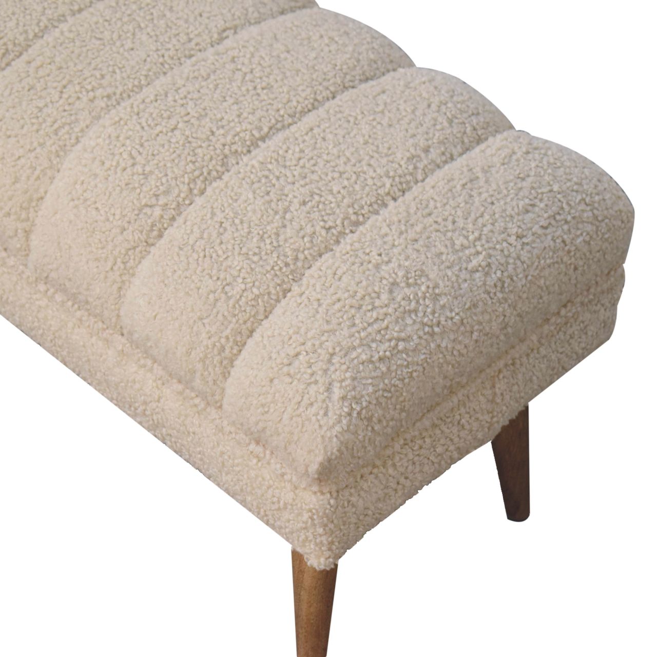 Cote Furniture | Boucle Puffer Bench - Cream  Hallway Seating & Storage, Accent Chairs & Armchairs IN3735