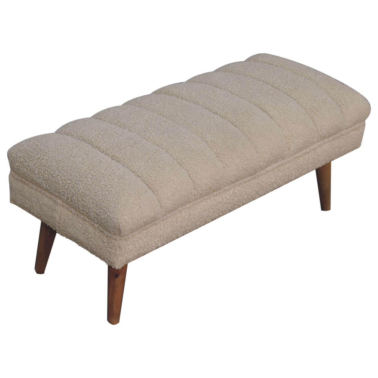 Cote Furniture | Boucle Puffer Bench - Cream  Hallway Seating & Storage, Accent Chairs & Armchairs IN3735