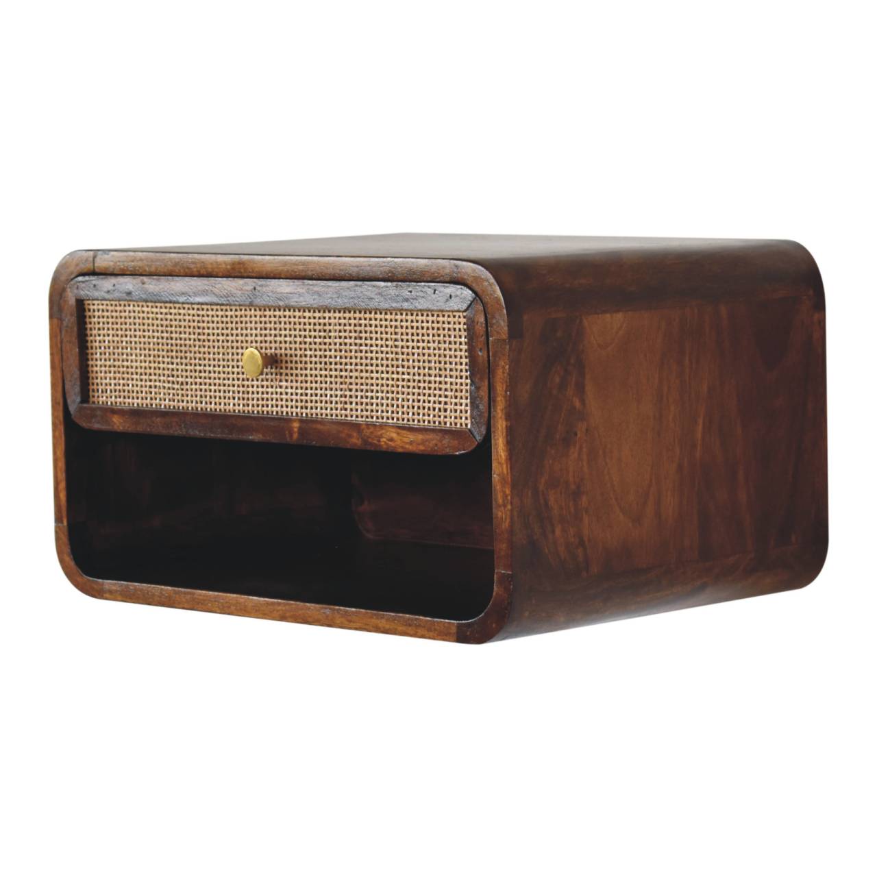 Cote Furniture | Open Woven Wall Mounted Bedside Table - Chestnut  Bedside Tables IN3743