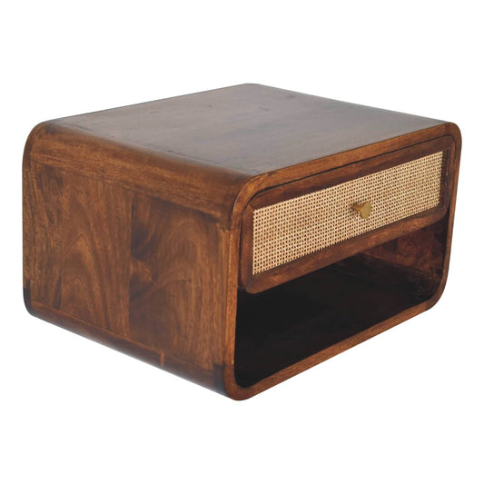 Cote Furniture | Open Woven Wall Mounted Bedside Table - Chestnut  Bedside Tables IN3743