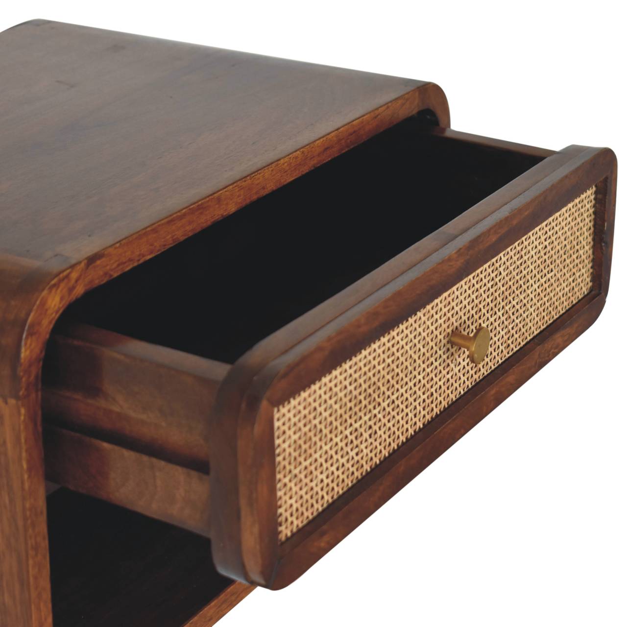 Cote Furniture | Open Woven Wall Mounted Bedside Table - Chestnut  Bedside Tables IN3743