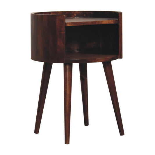 Cote Furniture | Round Open Slot Bedside Table - Chestnut  Bedside Tables IN3781